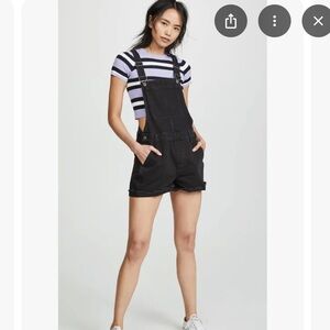Madewell women’s black denim overall shorts